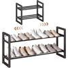 IBUYKE Scarpiera Espandibile a 2 Ripiani, Impilabile, Nero TXJ002B | 45-83cm Regolabile, Organizer di Portascarpe in Metallo, Salvaspazio, per Armadio Corridoio Ingresso Soggiorno