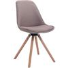 CLP Sedia Girevole Troyes in Stoffa I Sedia rétro in Legno Imbottita Gambe Tonde I Sedia Design Girevole A 360°, Colore:Tortora, Colore del Telaio:Natura