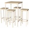 yelloo - Set tavolo Alto e spazioso con 4 sgabelli bar per Cucina, tavolo da cucina, adatto da interno o esterno solo sotto gazebo tenda terrazza (RIMINI 66x66 cm Beige)
