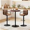 Ckaff Tavolo Rotondo da Bar, Tavolo Alto da Bar con Piano Girevole a 360°, Tavolino Rotondo Φ60cm con Base in Metallo, Tavolo Regolabile in Altezza 70-91.5cm per Bar Cucina,Soggiorno, Marrone
