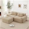 NuvlaGu Boneless Divano modulare, moderno divano a forma di L per soggiorno con seduta profonda, comodo divano Cloud in corduroy con sgabello, divano letto a due posti trapuntato