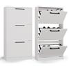 CDF Scarpiera Moderna Mobile Porta Scarpe con 3 Ante a Ribalta e Cesti Doppia Profondità Interni Salvaspazio per Ingresso e Corridoio 60 x 28 x 116 cm Bianco