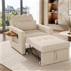 Poeahu Poltrona letto 3 in 1 Fonvertible 1 posto, divano letto convertibile con funzione letto, schienale regolabile, poltrona riscaldata divano letto con borsa e 1 portabicchieri, per piccolo appartamento