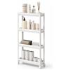 sugodesign Carrello sottile a 4 ripiani, organizer da cucina e bagno, mensola salvaspazio per nicchie strette, bianco, grigio e nero (bianco)