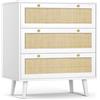 Skokliz Cassettiera Camera da Letto con 3 Cassetti - Credenza Soggiorno - Moderna Comò - Cassettiera Alta - Mobiletto con Cassetti - Bianca 80 x 40 x 91 cm