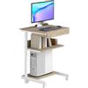 HOMCOM Scrivania Tavolo per Computer, Scrivania da Ufficio con Cassetto e 4 Rotelle, 56x51 cm Tavolo per PC con 2 Ripiani Aperti, Postazione di Lavoro con Supporto CPU per Studio, Rovere