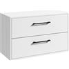Badplaats B.V. Badplaats Florence - Mobile sottolavabo sospeso, 80 x 46 cm, bianco lucido, con 2 cassetti e maniglie nere