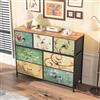 DADEA Cassettiera con 7 cassetti, mobili stile bohemien, cassettiere colorate, portaoggetti a cassetti, cassettiera camera da letto, struttura in metallo, mobile con cassetti