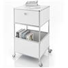 KARAT Scaffale in Metallo Bianco - Scaffale a Rotelle con 2 Ripiani (L40×P40×A69 cm) - Struttura verniciata a polvere cromata - Pratico & elegante - Concept Epure MK-145