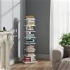 TUTOTAK Libreria verticale a 8 ripiani, mensola per libri a dorso stretto per piccoli spazi, mensola angolare per soggiorno, ufficio, studio, ingresso, colore bianco, BS06BW008EU