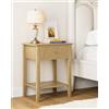 HEYZOEY Comodino retrò con 1 cassetto, comodino in legno massello, comodino boho per camera da letto, soggiorno, rovere miele