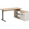 Composad | Scrivania Angolare della Linea PRONTO con 1 Anta, 1 Cassetto e 1 Vano, Scrivania Ufficio e Home Office, (LxAxP):149,5x120x74,2 cm, Grigio Cashmere Topmatt e Rovere Mielato