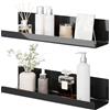 LOFTPLUS Mensola da Muro Senza Foratura Set da 2 - Nero Acrilico Mensole Adesive Per Libri e Foto, Mensole da Parete Per Cucina, Bagno, Ufficio, Soggiorno (32 x 10 x 8 cm)