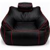 bananair - Pouf Poltrona Gaming XXL - Comfort stabile - Imbottitura in schiuma - Poggiatesta regolabile e 2 tasche - Adatta per adolescenti e adulti per giochi, TV e relax (110×100×90 cm, Rosso)