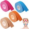 KineticKraft 4 Pezzi Cerotti Lifting Viso, 2.5cm ×5m Nastro Lifting Facciale, 4 colori Face Lifting Tape, Lifting Facciale Patch, Nastro per Lifting Facciale, Taping Viso per Rassodamento e Rimodellamento del Viso
