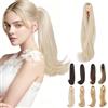 Elailite Extension Coda Capelli Lisci Coda Finta di Cavallo con Pinza Biondo Platino Quick-clip Ponytail Punte Ondulate 40cm 100g