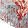Muorruo 8 fogli adesivi per nail art natalizia, fiocco di neve invernale, 5D micro-rilievo, cappello di Babbo Natale, adesivi per unghie, autoadesivi, design unghie omino di pan di zenzero,