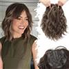 RUNRAYAY Topper per capelli ondulati, 30 cm, toppers per capelli da donna, base size, per donne con capelli diradati, con clip, castano cenere scuro con mèches (P8/16#)