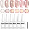 Vishine Set di smalti semi-permanenti per gatto eye, 6 colori rosa e nudo, olografico glitter e shimmer, gel per unghie, trasparente, magnetico, soak off UV/LED