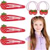 KEYRI 8 Pezzi Fermagli per Capelli a ScattoGraziose Forcine per Capelli a Forma di Frutta Elastici Capelli Bambina Coda di Cavallo Gomma Fermagli per Ragazze Fragola Bambini Accessori (Rosso)
