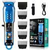 GiDaCom Regolabarba Elettrico - Tagliacapelli Senza Fili con Display LCD, Lama in Acciaio Inossidabile, Pettine Regolabile 0-4mm, Testina a T, Batteria 90 minuti e Ricarica USB Rapida (LT-808) (Blu)