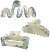 NJCXOLA 3 Pcs Pinze Grandi per Capelli Fermaglio donna Elegante, Struttura in Marmo Mollettone Antiscivolo, Francese Accessori Adatto a Ragazze