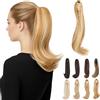 Elailite Extension Coda Capelli Lisci Coda Finta di Cavallo con Pinza Biondo Dorato/Biondo Chiaro Quick-clip Ponytail Punte Ondulate 40cm 100g
