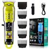 GiDaCom Regolabarba Elettrico - Tagliacapelli Senza Fili con Display LCD, Lama in Acciaio Inossidabile, Pettine Regolabile 0-4mm, Testina a T, Batteria 90 minuti e Ricarica USB Rapida (LT-808) (Giallo)