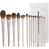 SaDM Shiny Set pennelli make up 15 pezzi - Kit pennelli trucco professionali per viso e occhi: fondotinta, cipria, correttore, fard, ombretto - Setole sintetiche di alta qualità