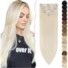 SEGO Extension Clip Capelli Veri 8 Fasce Singole - 100% Remy Human Hair Lisci Lunghi Parrucca Donna 25 cm (50 g) Biondo Platino #60