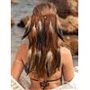 Fashband Fascia per capelli indiana con piume, stile bohémien, hippie, tribale, festival, accessorio per capelli da donna (marrone, taglia unica)
