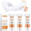TaimeiMao 3 Pezzi Crema Solare SPF 100, Protezione Solare 100 SPF Viso con Maniche in Seta di Ghiaccio, Una CremaSolare Idratante, Non Grasso, Forte Protezione UVA/UVB, per Corpo e Viso Difesa