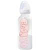 CutiePlusU Biberon per adulti in vetro con tappo protettivo, stampa carina, alimentazione senza BPA, tettarella in silicone da 400ml in set con bicchiere con cannuccia Straw-Piggy Brothers