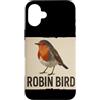 Robin Bird Outfit Custodia per iPhone 16 Plus Grafica carina con pettirosso