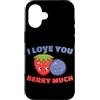 Fragole Frutta Fragole Abbigliamento Custodia per iPhone 16 I Love You Berry Much Lampone Frutti di bosco dolci Bambini