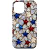 Patriotic Americana Mosaic Summer Aesthe Custodia per iPhone 12 mini Patriotic USA 4 luglio Stained Glass Stars Pattern
