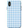 Preposh Custodia per iPhone X/XS Blu chiaro Gingham Estetica Preppy Girly Moda Trendy