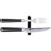KAI Shun Classic set di posate giapponesi 3 pezzi - Coltello da bistecca lunghezza lama 12 cm Damascato 32 strati VG MAX Core - 61 HRC + Forchetta in acciaio inox di alta qualità + Poggia coltello