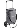 Meister Trolley per la spesa, pieghevole, 45 l, con borsa termica da 13 l, impermeabile, manico telescopico e pneumatici