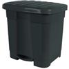 DRW Pattumiera a pedale ecologica nera con 2 spazi per sacchetti da 46 litri, 45 x 41 x 47 cm