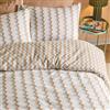furn. Duvet Day Izzie Copripiumino Set - Set Di Biancheria Da Letto Reversibile Ultra Morbido Con Motivo A Zig Zag A Righe (Blu/Caramello - 137x200cm)