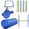 PawHut, Kit di Accessori per Agility Dog, con Tunnel, paletti per Lo Slalom, ostacolo per Il Salto, Campo di Via, per l'esercizio del Cane, di Colore Blu e Giallo