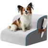 Kohentact Scaletta per Cani e Rampa per Letto Alto e Divano, 33-61 cm Scala Rimovibile per Cani Piccoli e Medi, Schiuma 40D Robusta, Antiscivolo, Rivestimento Lavabile con Rullo Levapelucchi, Grigio