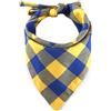 Hrlace Plaid - Foulard per cani di Natale, classico, a quadretti, in cotone, bandana per cuccioli, sciarpa triangolare, per cani e gatti di piccola taglia, colore giallo, blu