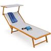 BAKAJI Lettino Prendisole Pieghevole da mare Stabilimento Spiaggia Professionale Struttura in Alluminio 180 x 60 x40/90 cm Sdraio Mare Spiaggia Piscina con tettuccio Parasole (Effetto Legno Grigio)
