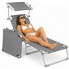 Avilia - Lettino Prendisole Pieghevole con Parasole 360° - Alluminio, Tessuto Oxford, 100 kg | Lettino Prendisole Reclinabile 0-60°, Traspirante, L54×P185×A24 cm - Chiuso L54×P17×A70 cm (Grigio)