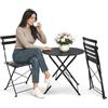 Avilia - Set Tavolo e 2 Sedie da Giardino Pieghevoli - Tavolo Rotondo Ø60 cm, 2 Sedie, Ferro | Tavolo e Sedie da Esterno, Tavolo 150 kg, Sedie 100 kg, Chiudibile, Balcone e Terrazzo (Nero)
