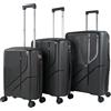 ITACA - Set valigie - Set Valigie Rigide Offerte. Valigia Grande Rigida, Valigia Media Rigida e Bagaglio a Mano. Set di Valigie con Lucchetto Combinazione TSA, Antracite