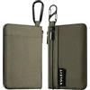 VULKIT Custodia con cerniera, 1 confezione con moschettone e gancio a S, blocco RFID, tessuto Oxford impermeabile, portafoglio con zip per contanti e carte di credito da viaggio, Verde, Minimalista