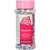 FunCakes Nonpareils Senza Glutine Rosso Bianco Blu: Cake Sprinkles, grande gusto, Perfect per la decorazione di torte, Sprinkle Mix. - 80 g.